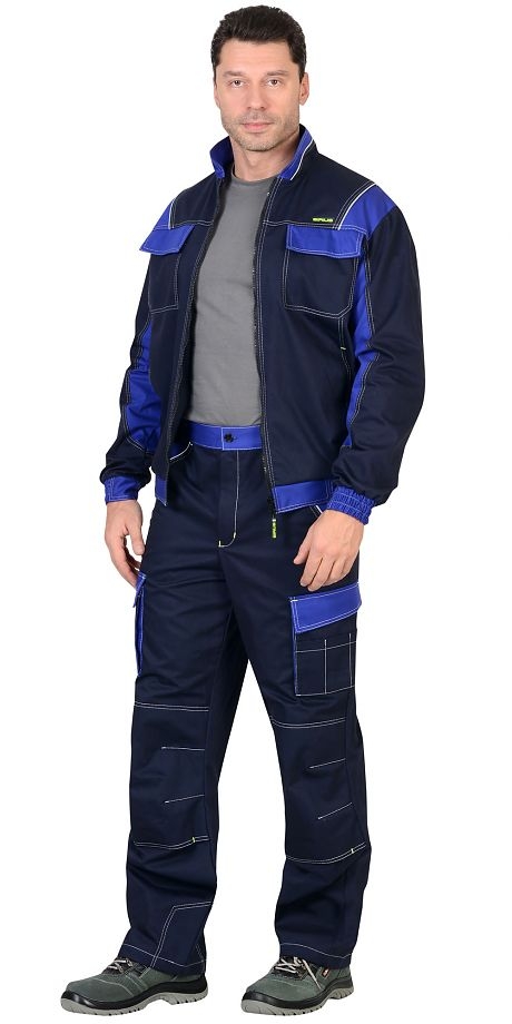 Костюм "Карат" куртка, брюки т.синий с васильковым 80% х/б, МВО пл. 255 г/кв.м