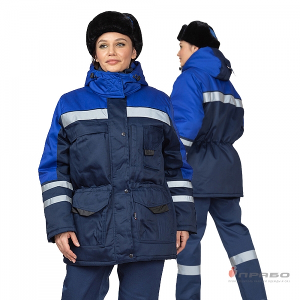 Куртка женская утеплённая "Зима" тёмно-синий/василёк с СОП
