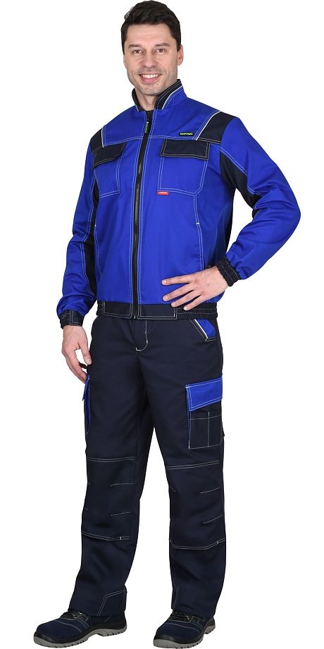 Костюм "Карат" куртка, брюки васильковый с синим 80% х/б, МВО пл. 255 г/кв.м